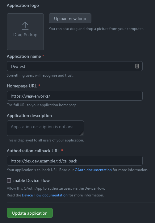 GitHub OAuth configuration